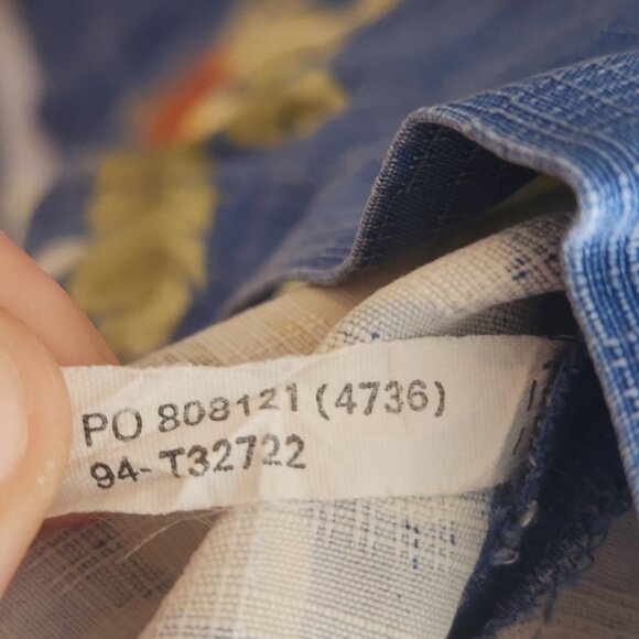 Tommy Bahama Shirt Mens Large Blue Silk Floral Hawaiian Pineapple Button Up Camp - Picture 7 of 12